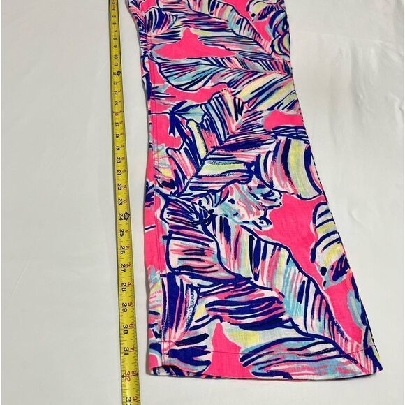 Lily Pulitzer Pants Pink Linen Galley Pants In Tiki Print Size 14 - Picture 9 of 14